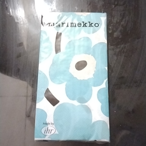 Marimekko Unikko Turquoise black Buffet paper Napkins - Picture 7 of 7